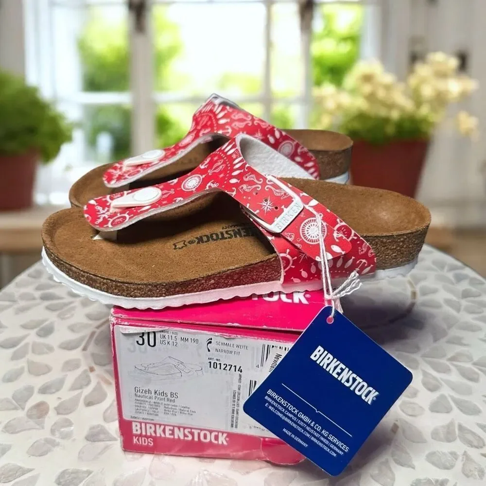 Birkenstock Gizeh Kids Slip-On Sandals Red Nautical Size 30 EU 12-12.5 US New